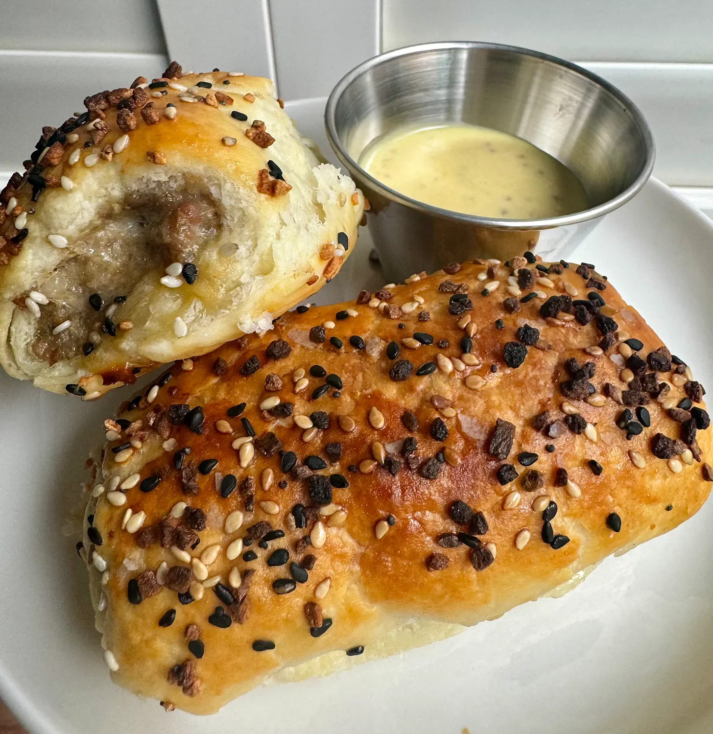 Sausage Rolls with Grainy Honey Mustard